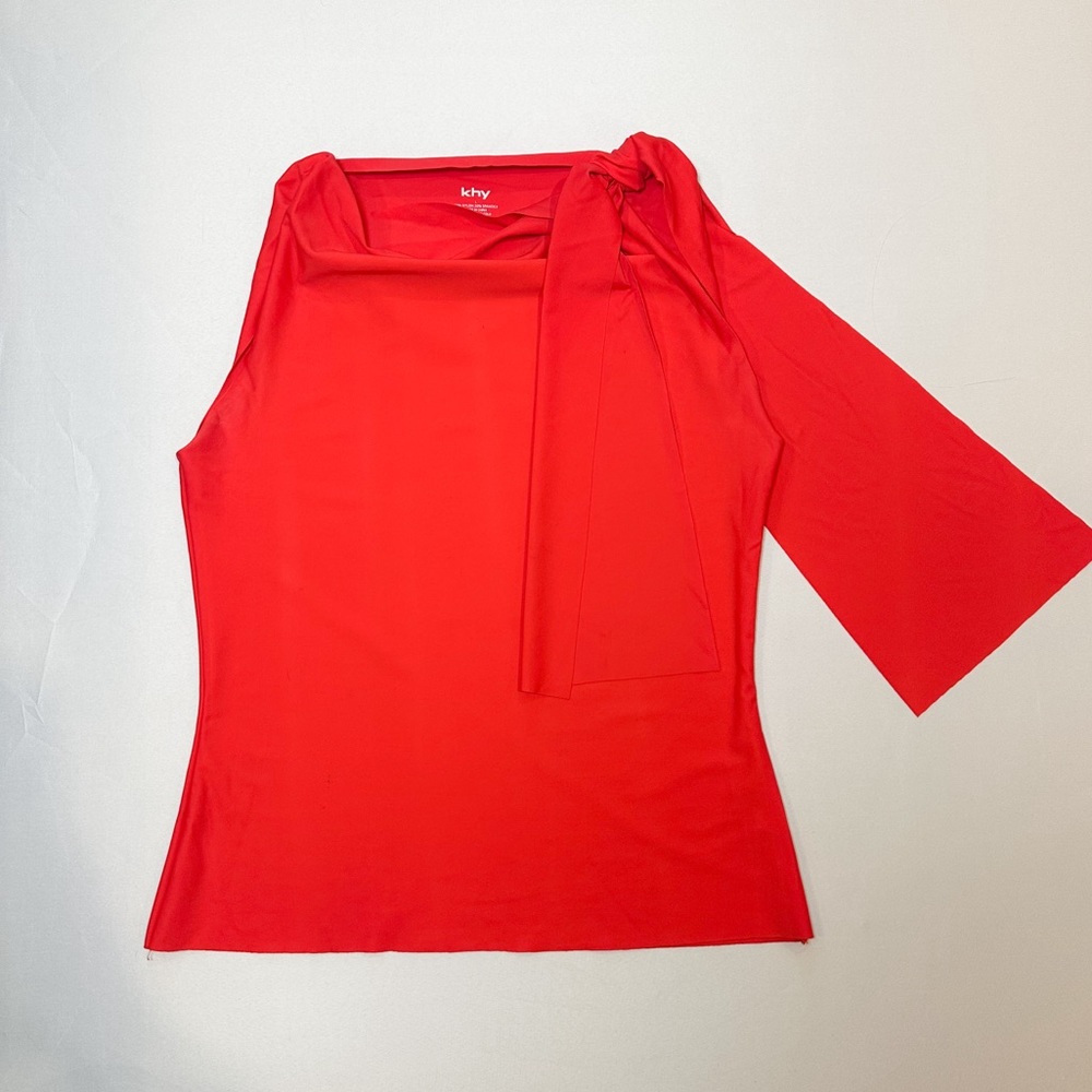 Khy Sleek Stretch Knotted Top in Bright Red